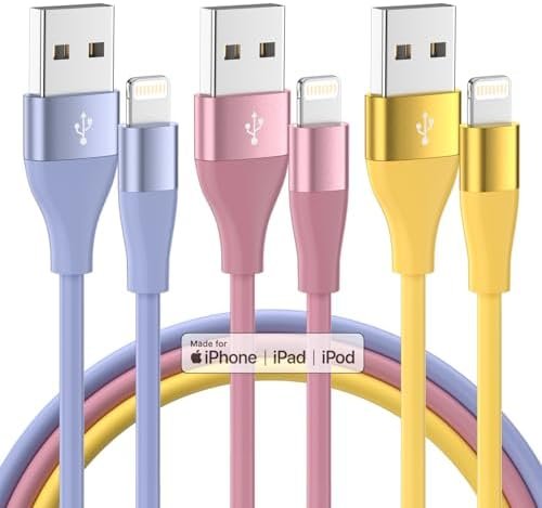 iPhone Charger 3Pack 10FT Apple MFi Certified Lightning Cable Fast Charging iPhone Charger Cord Compatible with iPhone 14 13 12 11 Pro Max XR XS X 8 7 6 Plus SE and More – Colorful
