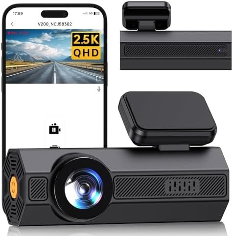 Dash Cam Front 2.5K: Mini Dash Cam for Cars, 1440P Car Camera with APP, WiFi Dash Cam with WDR Night Vision, 24 Hours Parking Monitor Dashcams, 160°Wide, G-Sensor